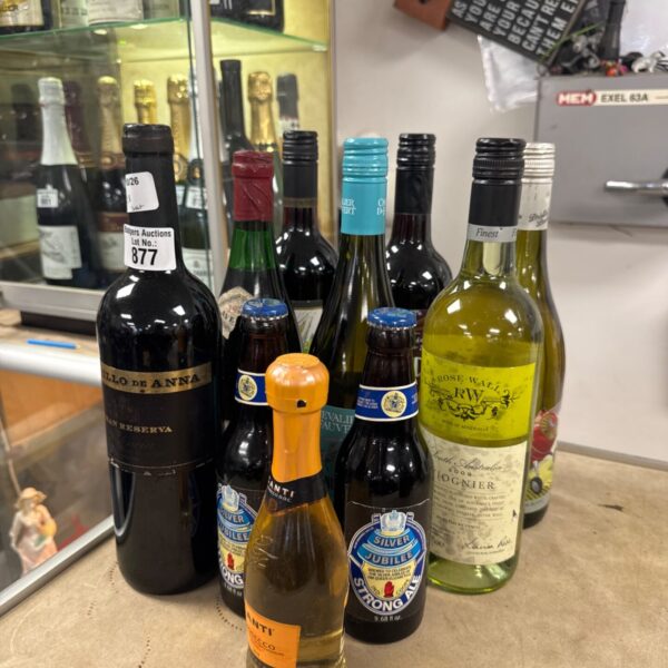 Mixed lot of house clearance alcohol including wine and Jubilee beers.