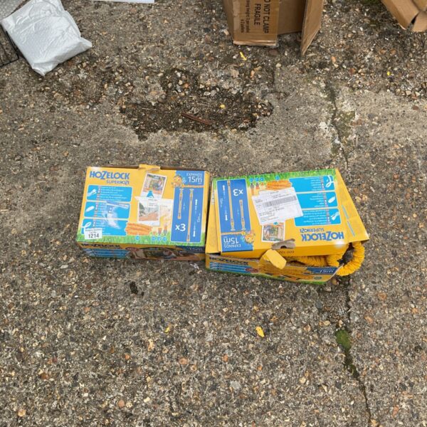 Hozelock Superhoze pair in original packaging, garden hose.