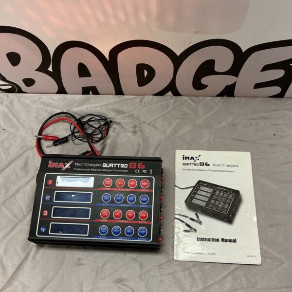 iMax Quattro B6 balance charger with test leads and instruction manual