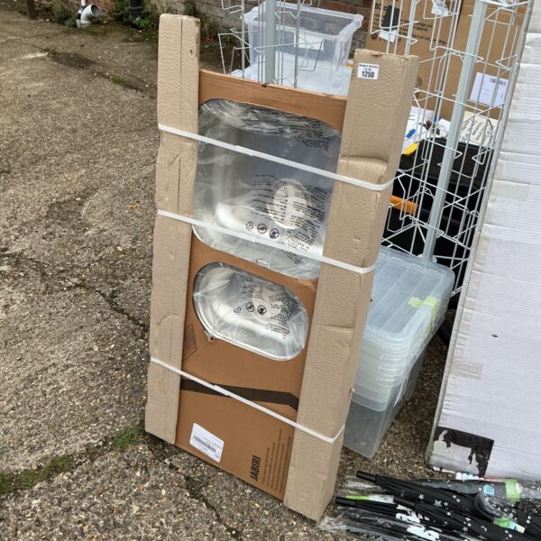 Jabiri stainless steel kitchen sink with drainer in original packaging.