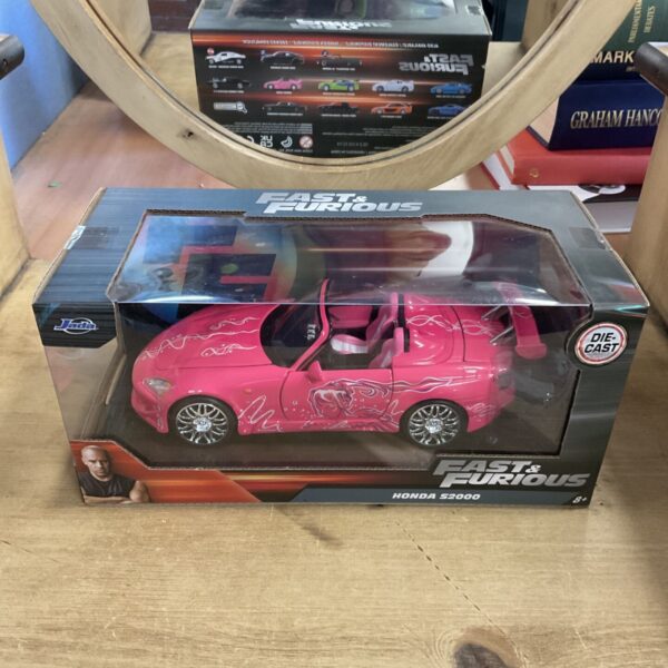 Pink Jada Fast and Furious Honda S2000 diecast model in its box