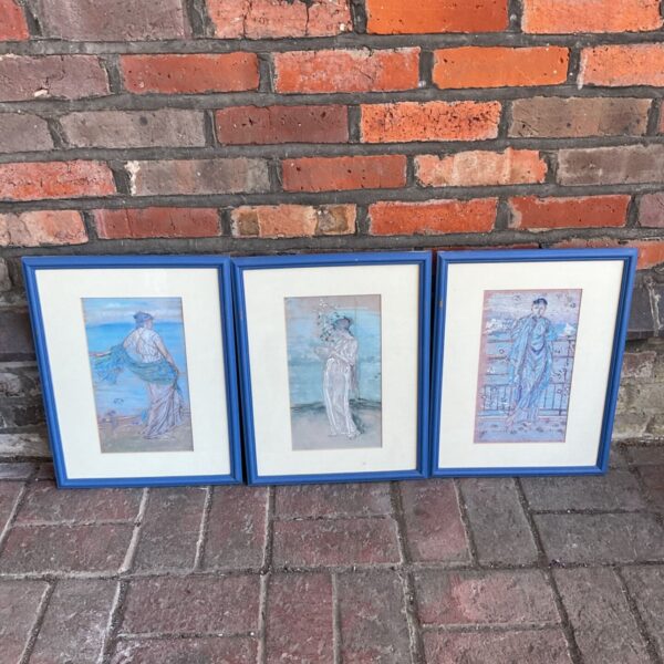 Framed James McNeill Whistler print of a woman in traditional attire.