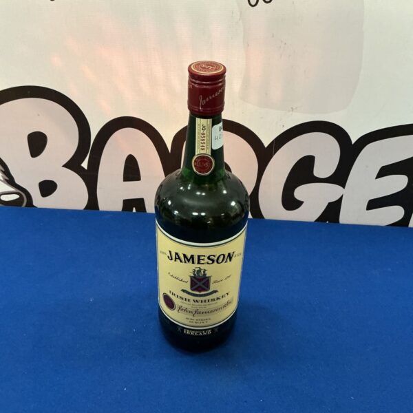 Vintage Jameson Irish Whiskey bottle with label detail.