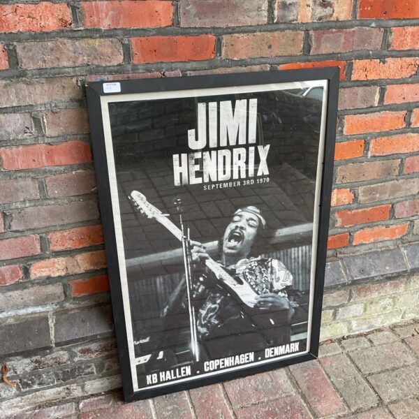 Large framed Jimi Hendrix concert poster for KB Hallen, Copenhagen, 1970