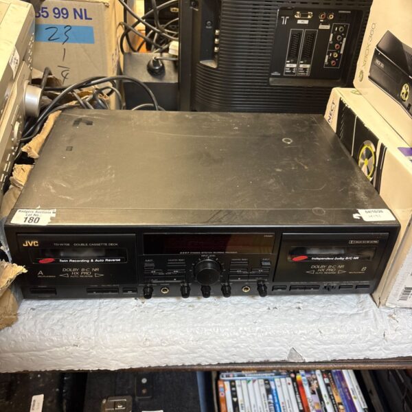 Vintage JVC TD-W708 double cassette deck, retro audio equipment.