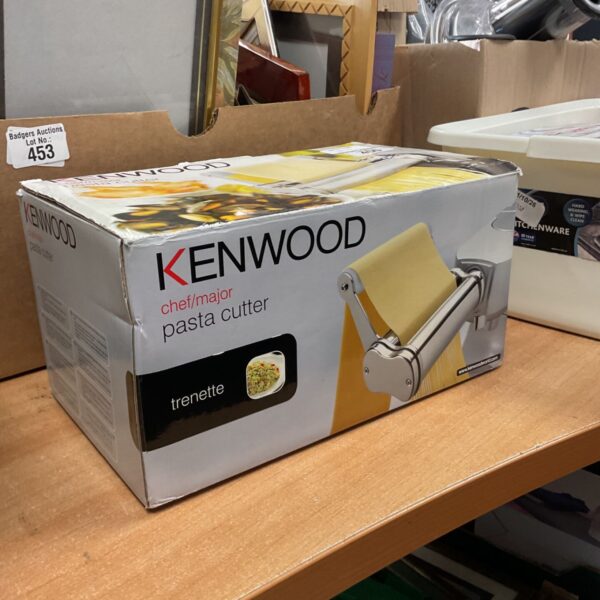 Boxed Kenwood Chef/Major trenette pasta cutter attachment with product artwork