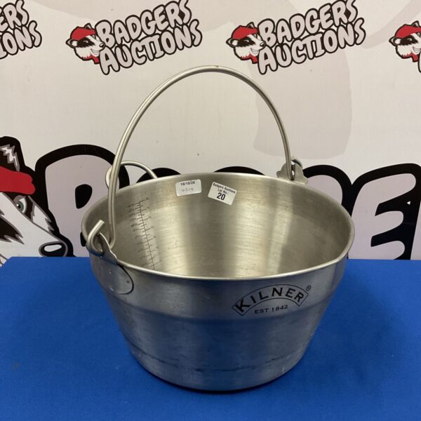 Stainless steel Kilner jam pan for making preserves.