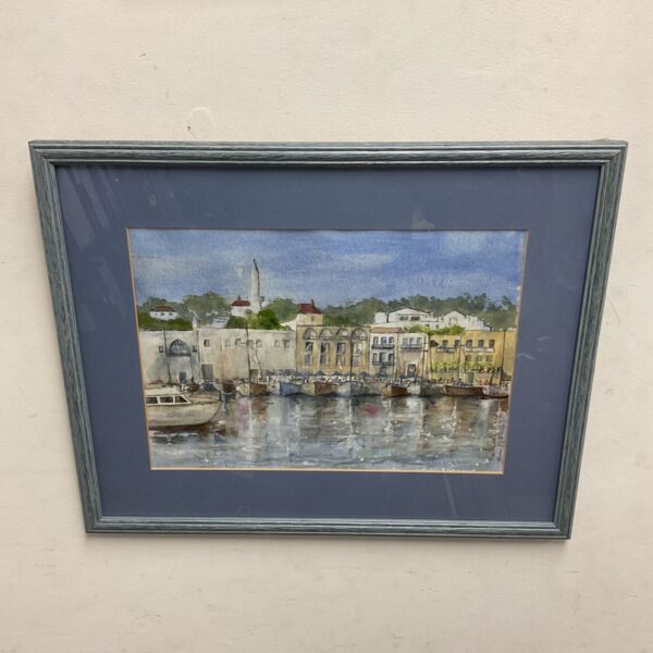 Original watercolour painting of Kyrenia Harbour by artist Michel Syson.