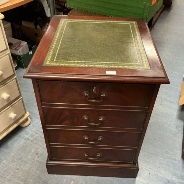 Leather topped mahogany office cabinet with four drawers and brass handles