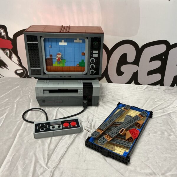 LEGO Nintendo Super Mario NES console and LoTech TV brick build set