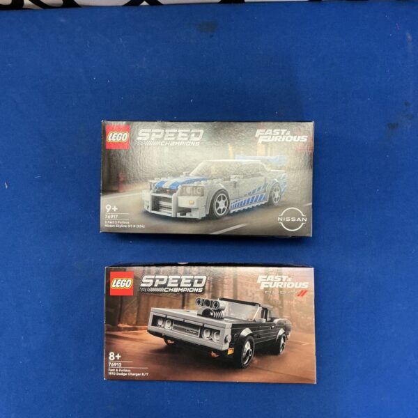 Sealed Lego Speed Champions Fast and Furious sets, Nissan Skyline and Dodge Charger.