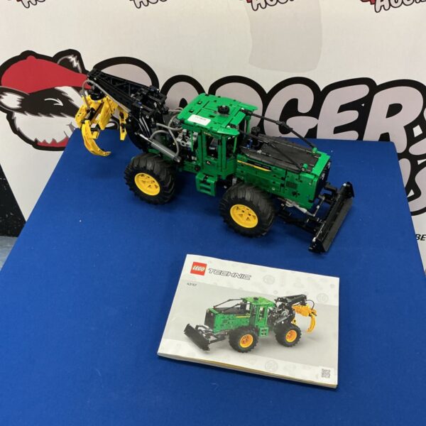 Lego Technic John Deere Skidder 42157 model kit, detailed construction toy.