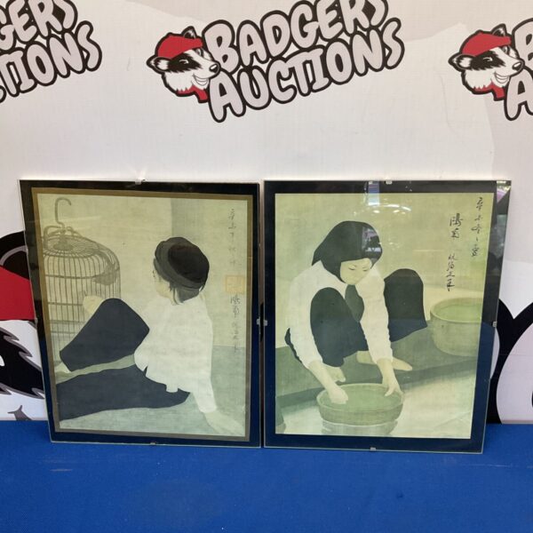 Pair of nguyen phan chanh framed prints of domestic scenes