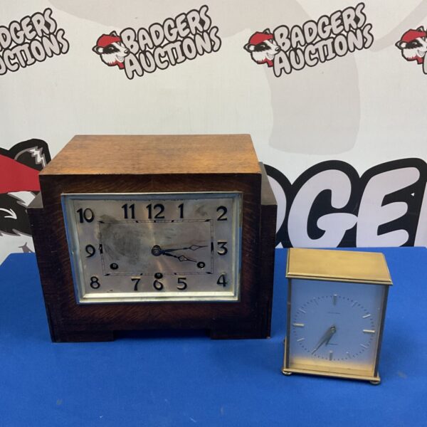 1930s art deco anvill mantle clock with garage precision brass carriage clock