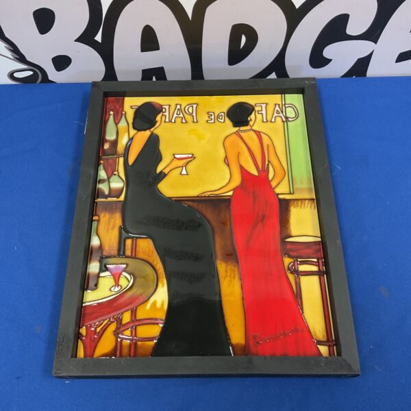 Large dominguez art deco cafe scene ceramic tile