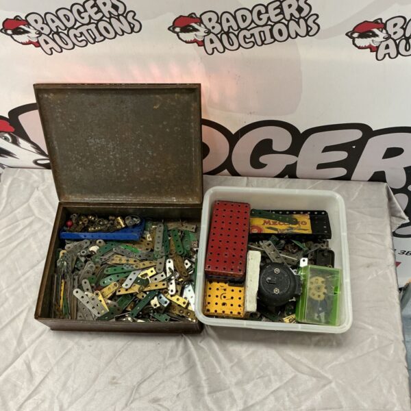 Two boxes of vintage Meccano pieces