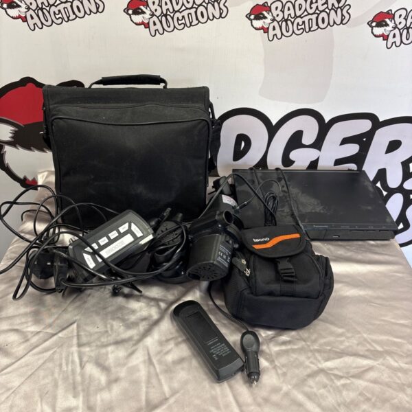 Bag of mixed items in including CADRIM electric air pumps , DVD player and more