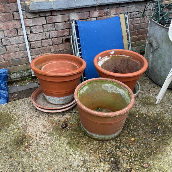 Three terracotta Plant pots