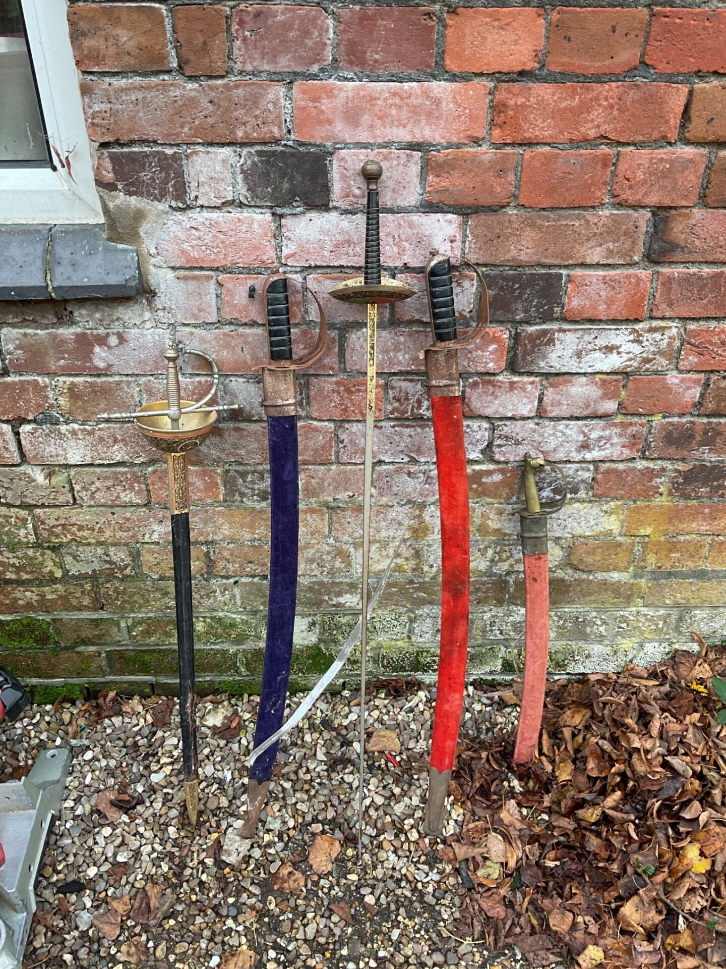 802 Lot of 5 ceremonial swords including cutlass