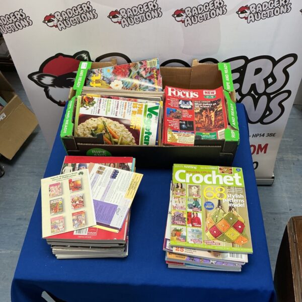 Assorted magazine collection including craft and crochet titles.