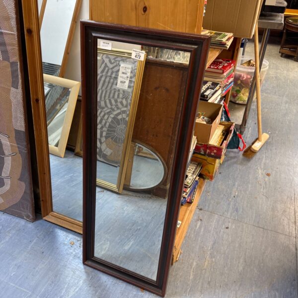 Antique mahogany dressing mirror with full length reflection.