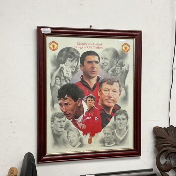 Framed Manchester United Kings of Old Trafford football print with club crests