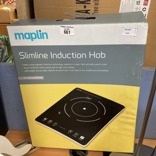 Maplin slimline induction hob in used condition, portable kitchen appliance.