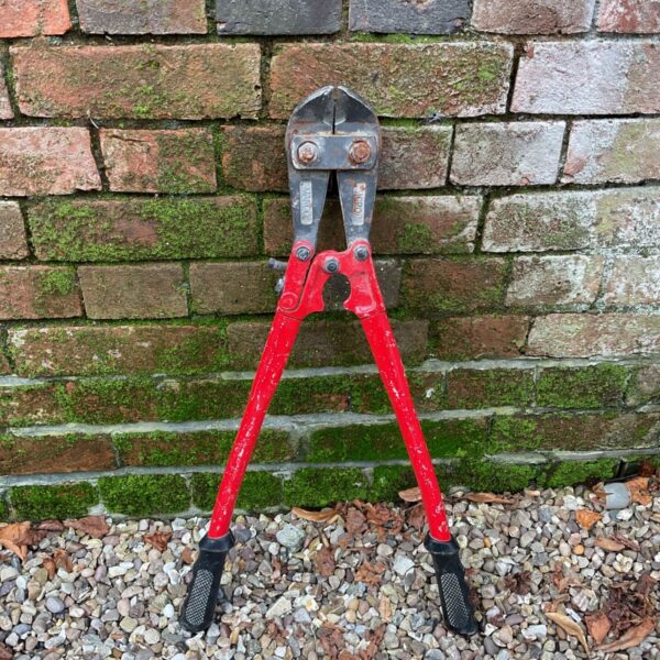 Red handled Marco bolt croppers for cutting metal bolts and rods.