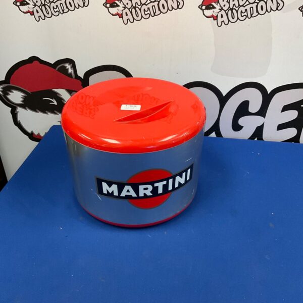 Vintage red Martini ice bucket for cocktails and drinks.