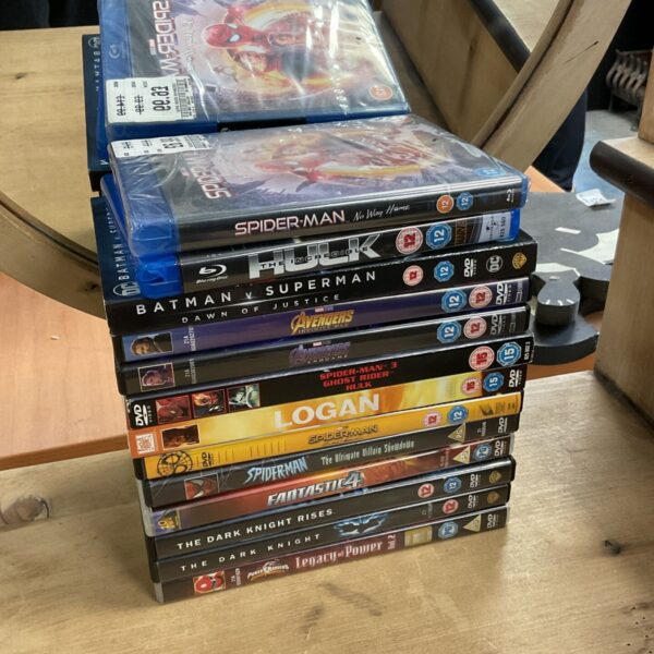 Mixed lot of Marvel superhero DVDs and Blu-rays including sealed Spider-Man No Way Home