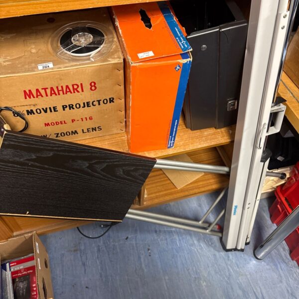 Boxed Matahari 8mm movie projector model P-116 with film reel on box