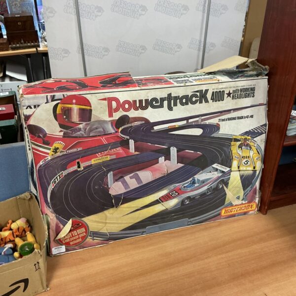 Boxed Matchbox Powertrack 4000 slot car racing set with track and cars artwork