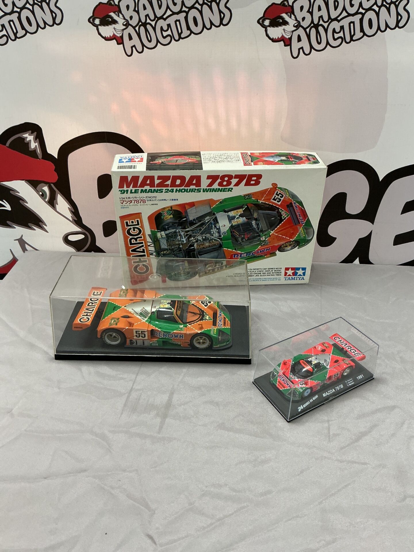 338 Two Mazda 787B 1991 Le Mans 24 Hours Winner models, including one Tamiya