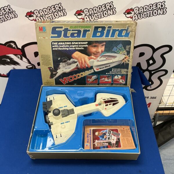 Vintage MB Electronic Star Bird spaceship toy from the 1980s.