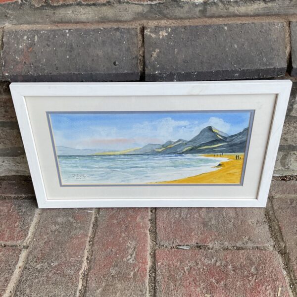 Framed watercolour painting of the Tenerife coastline by Michel Syson.