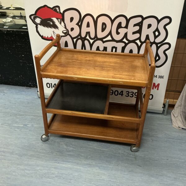 Vintage mid-century Scandinavian butlers tray on wheels.