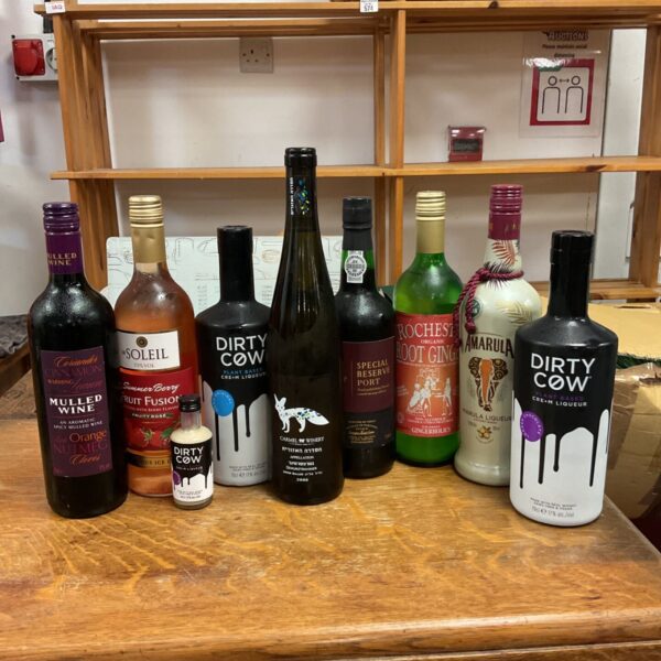 Mixed alcohol lot with Dirty Cow cream liqueur and Special Reserve Port bottles