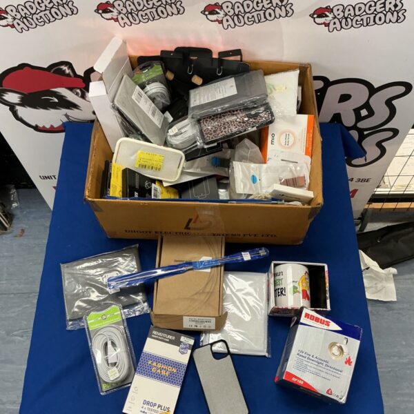 Mixed lot of phone cases and screen protectors for smartphones.