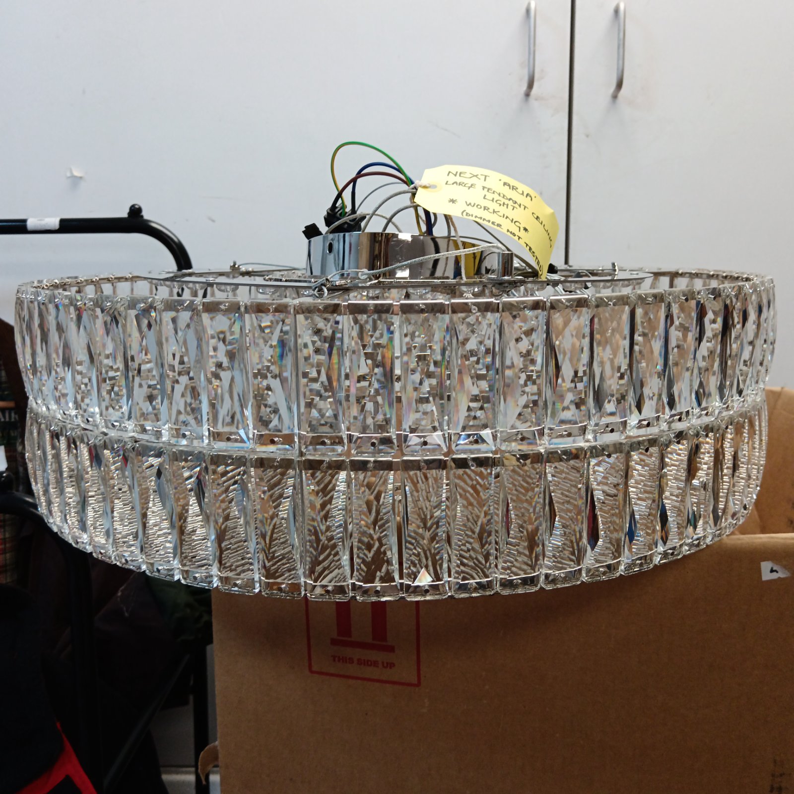 Next Aria large pendant ceiling light with crystal detailing.