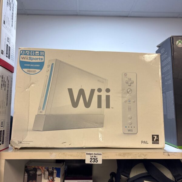 Boxed Nintendo Wii console for retro gaming collectors.
