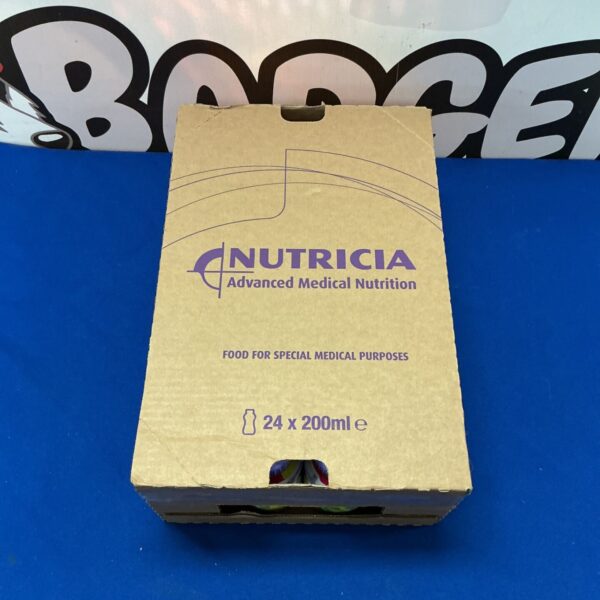 Box of 24 Nutricia 200ml medical nutrition bottles.