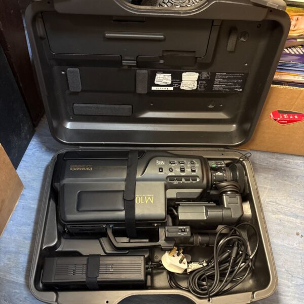 Vintage Panasonic NV-M10 Hi-Fi Stereo VHS camcorder inside hard carry case