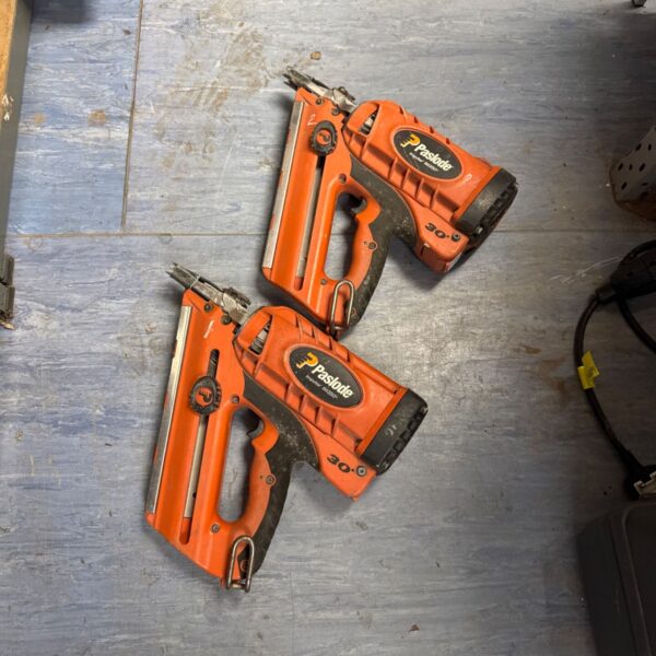Two Paslode Impulse IM350+ staple guns, bodies only, for repair or parts.