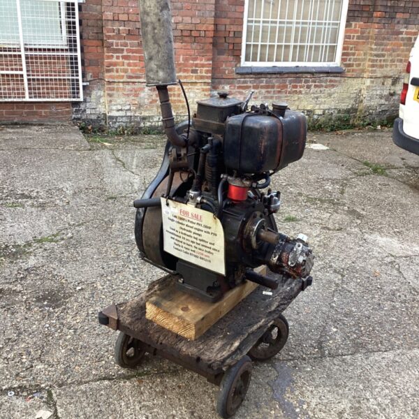 Vintage Petter diesel engine with hydraulic pump and PTO for sale.