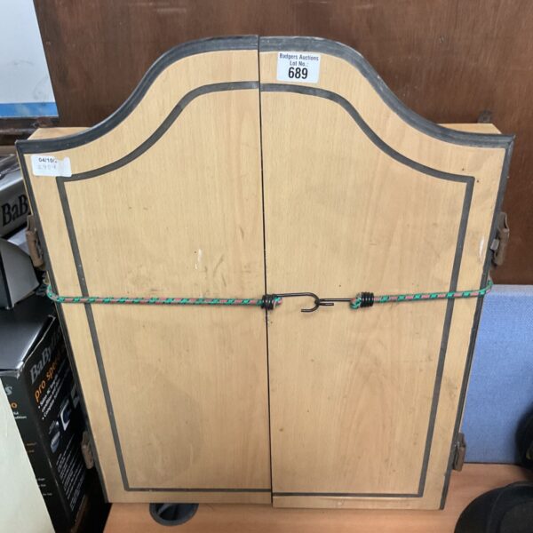Phil Taylor Unicorn dartboard cabinet for wall mounting.