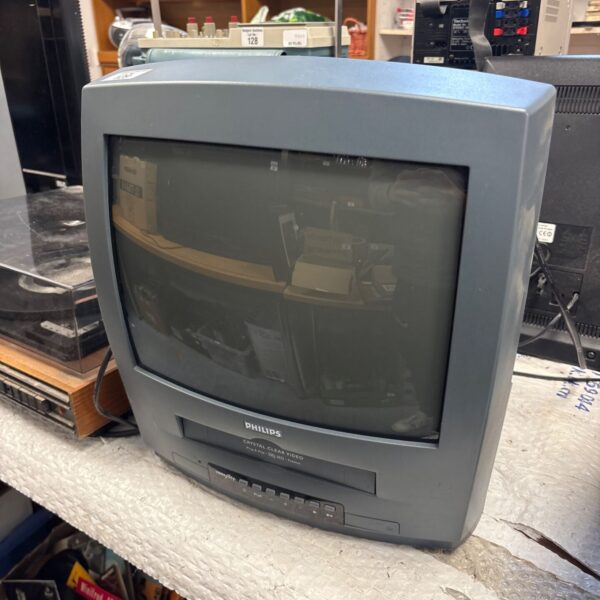 Vintage Philips CRT TV with built-in VCR player.