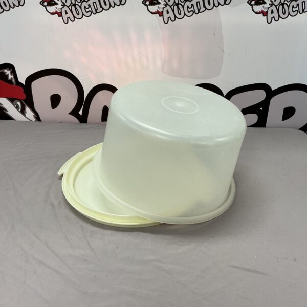 Vintage plastic cake dish with a clear dome lid.