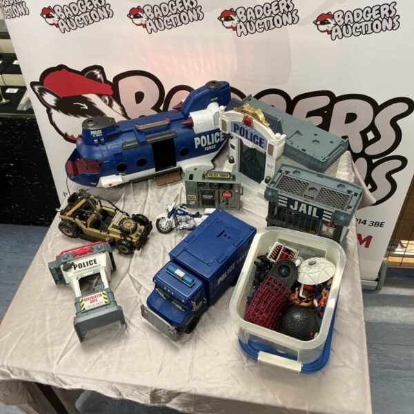 Police Force toy sets collection with truck, jail, station and helicopter