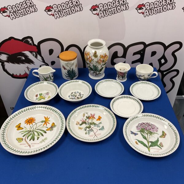 Portmeirion Botanic Garden pottery selection with plates, bowls, and a vase.
