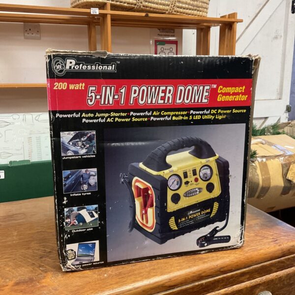 Boxed Professional 200W 5-in-1 Power Dome compact generator with carry handle and gauges
